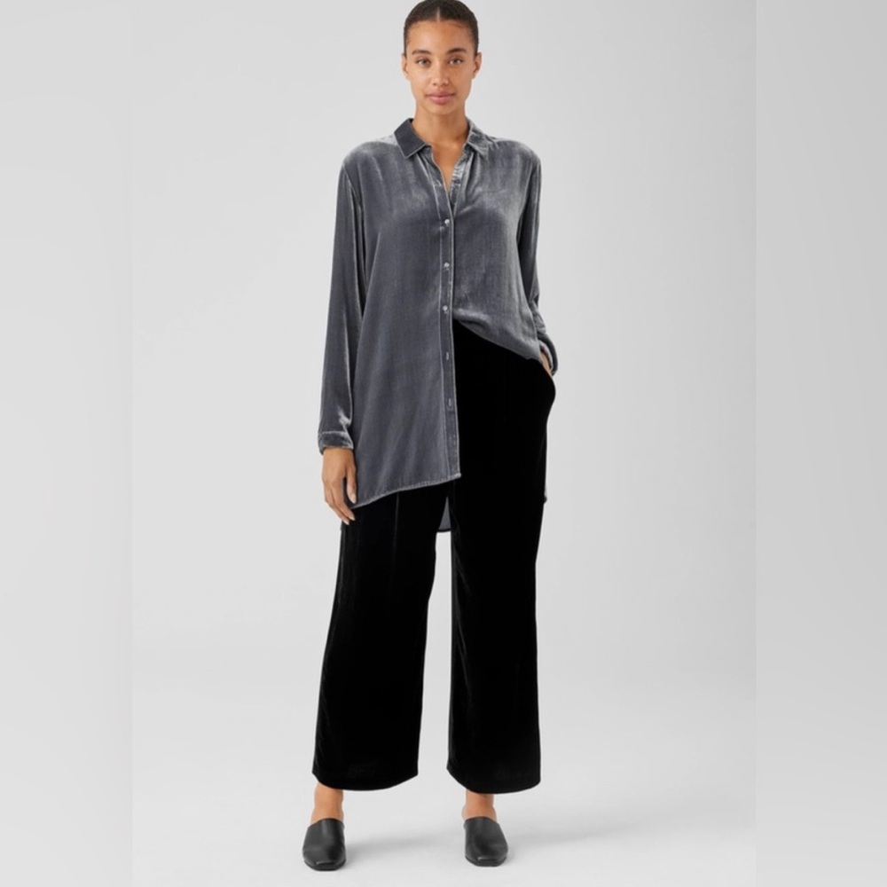 Eileen Fisher Velvet Wide Leg Ankle Pant